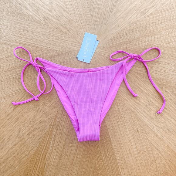 L Space Bikini Bottom Medium Bright Fuchsia Lennox Ribbed Y2K Barbiecore Beach - Picture 3 of 6